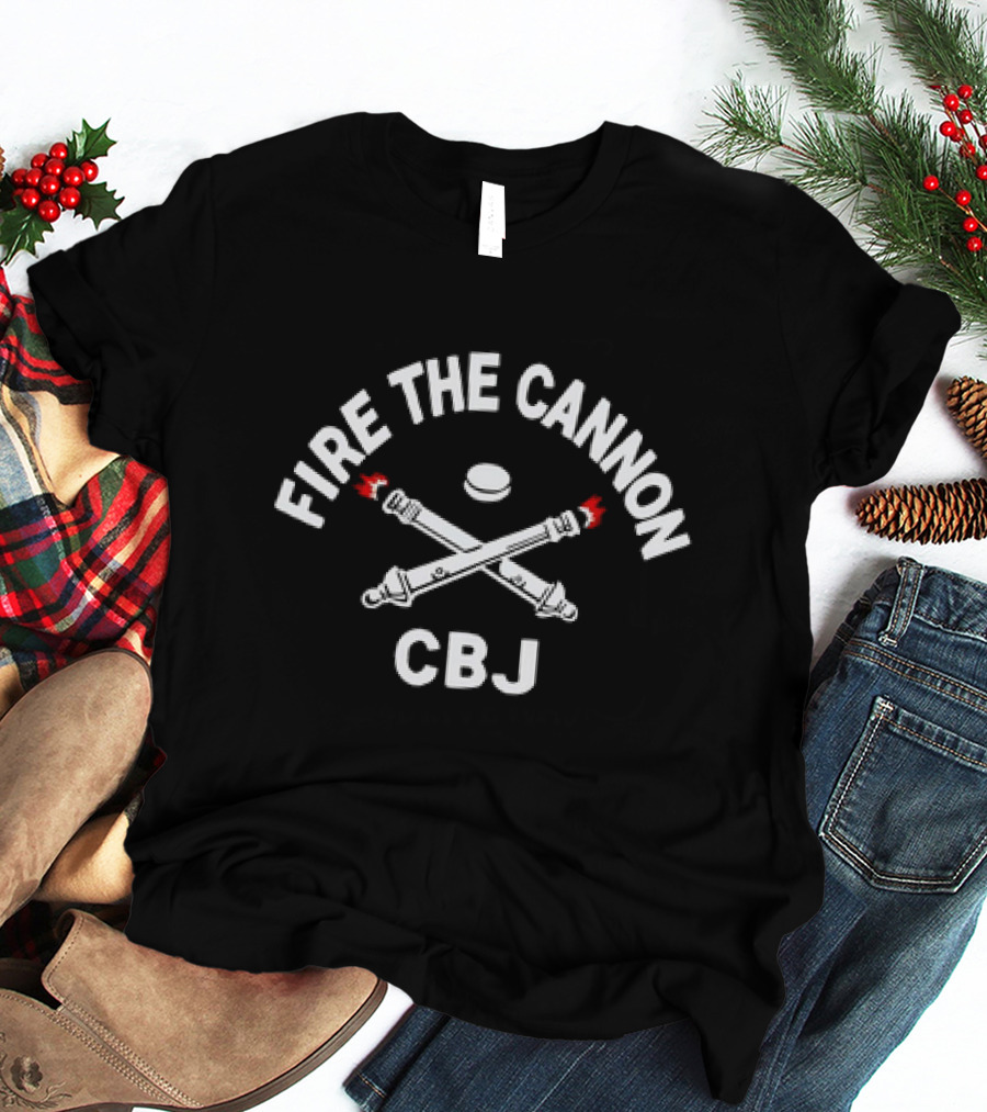 FIRE THE CANNON CBJ Hockey Sticks And Puck T-Shirt