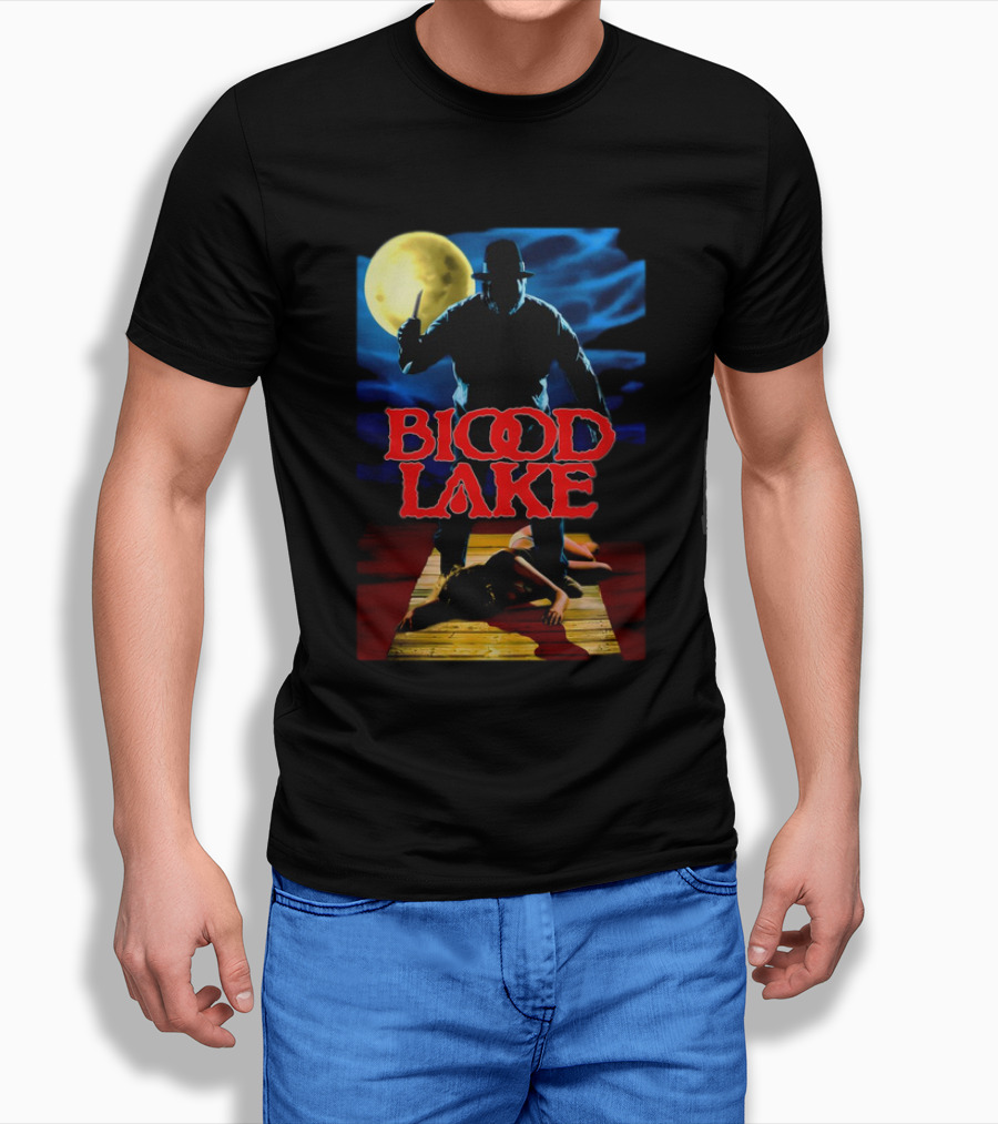 Blood Lake Horror Movie Moonlit Killer Silhouette T-Shirt