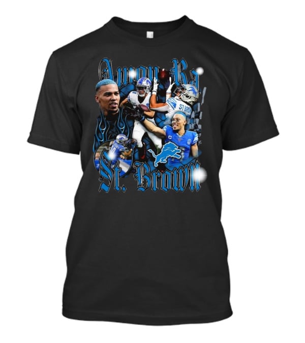 Amon Ra St. Brown Detroit Lions NFL Football Player Dynamic Collage T-Shirt