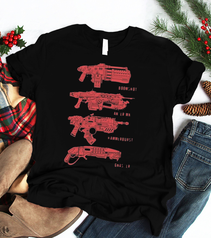 Gears Of War Boomshot Lancer Mk II Hammerburst Gnasher Weapon Stack T-Shirt