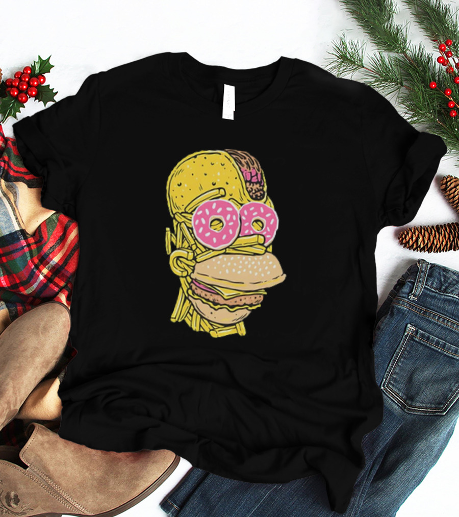 Homer Simpson And Junk Food Snack Head T-Shirt