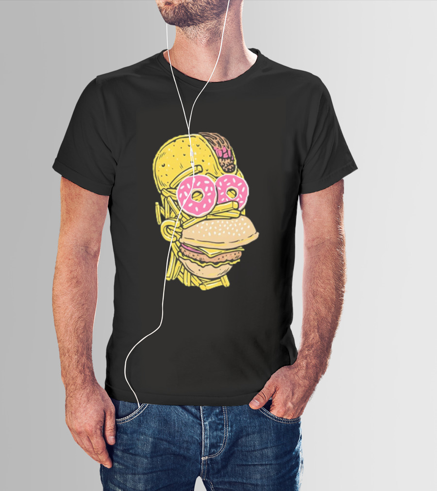 Homer Simpson And Junk Food Snack Head T-Shirt
