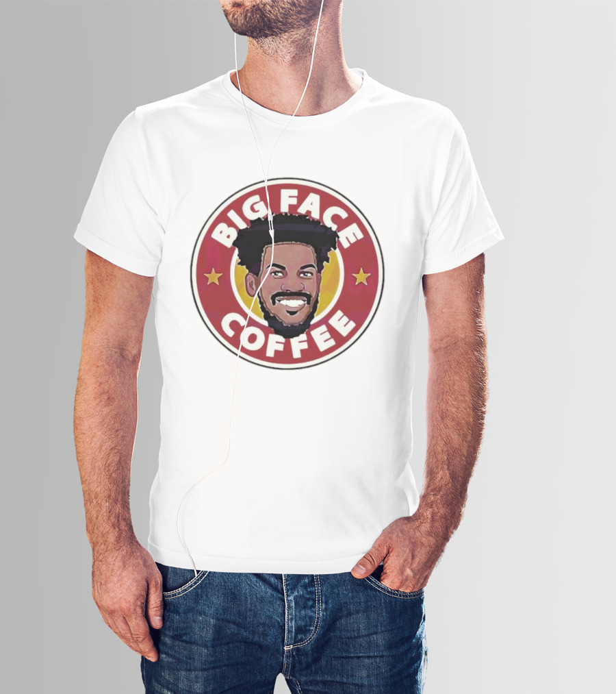 Big Face Coffee Jimmy Butler Circle Red Background Two Stars T-Shirt