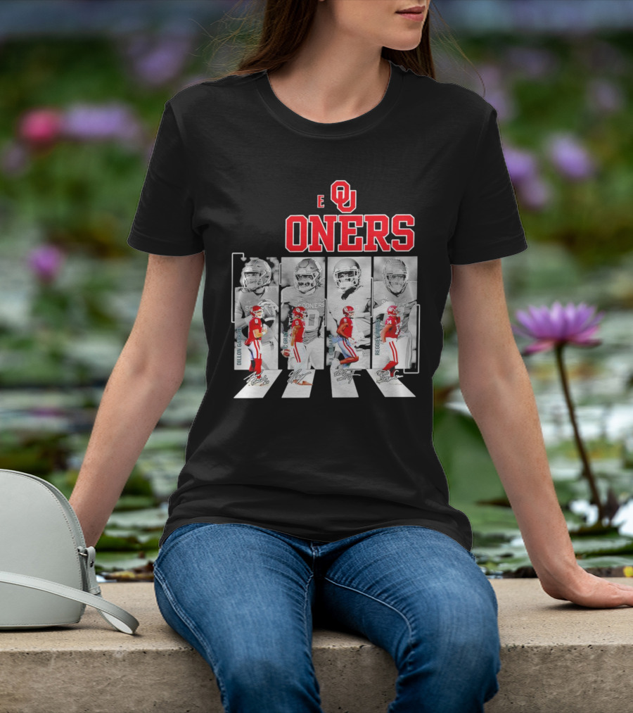 Oklahoma Sooners Football Abbey Road Dillon Gabriel Signatures T-Shirt