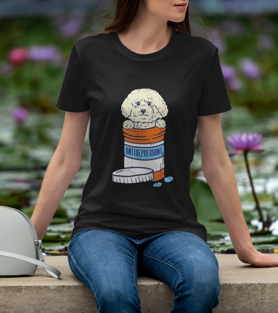 Bichons Frises Antidepressant Dog In Pill Bottle T-Shirt