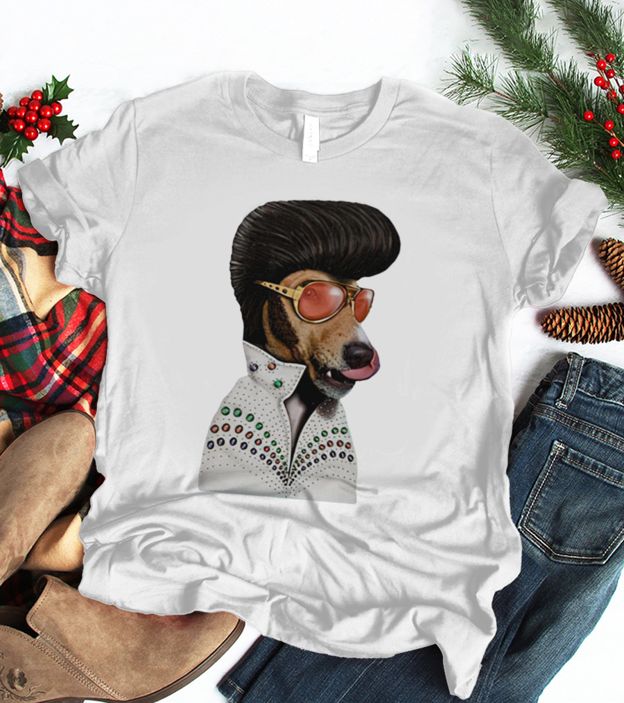 Elvis Dog Costume With Sunglasses And Rhinestone Jumpsuit T-Shirt