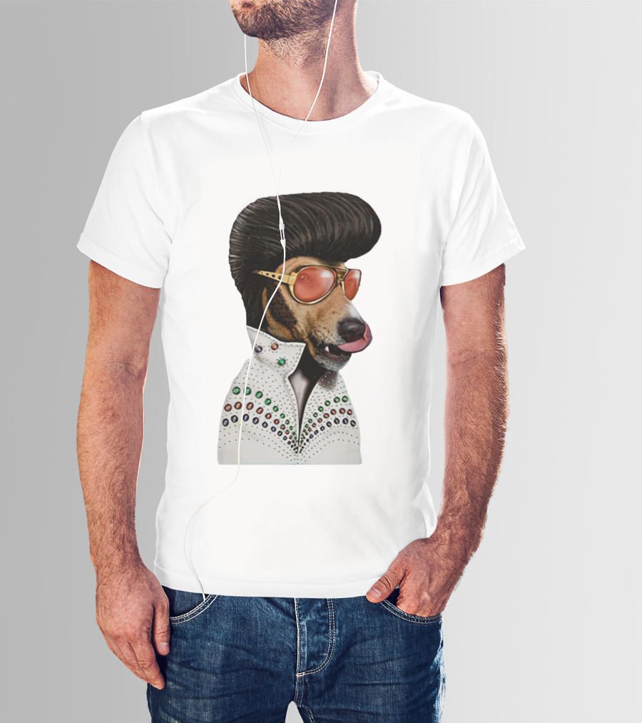 Elvis Dog Costume With Sunglasses And Rhinestone Jumpsuit T-Shirt