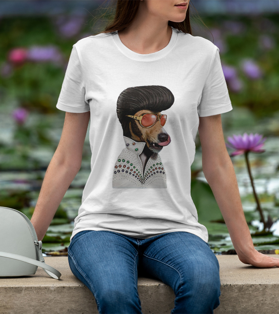 Elvis Dog Costume With Sunglasses And Rhinestone Jumpsuit T-Shirt
