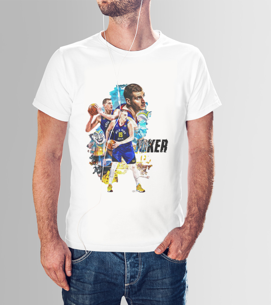 Nikola Jokic Joker Denver Basketball Player Dynamic Collage T-Shirt