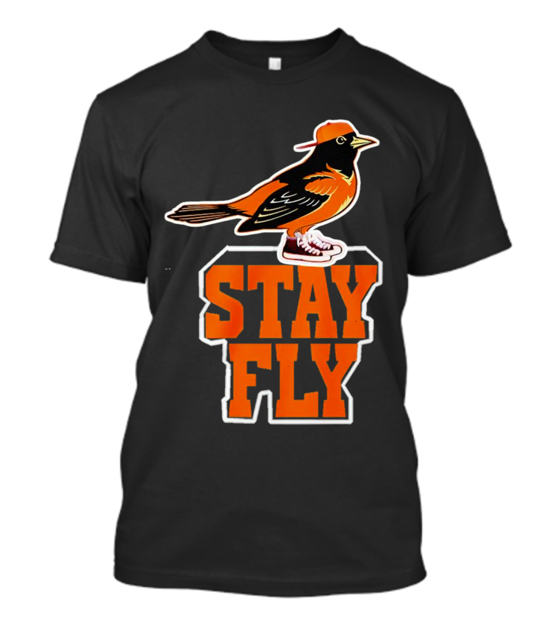 Baltimore Orioles Stay Fly Bird With Sneakers And Cap T-Shirt