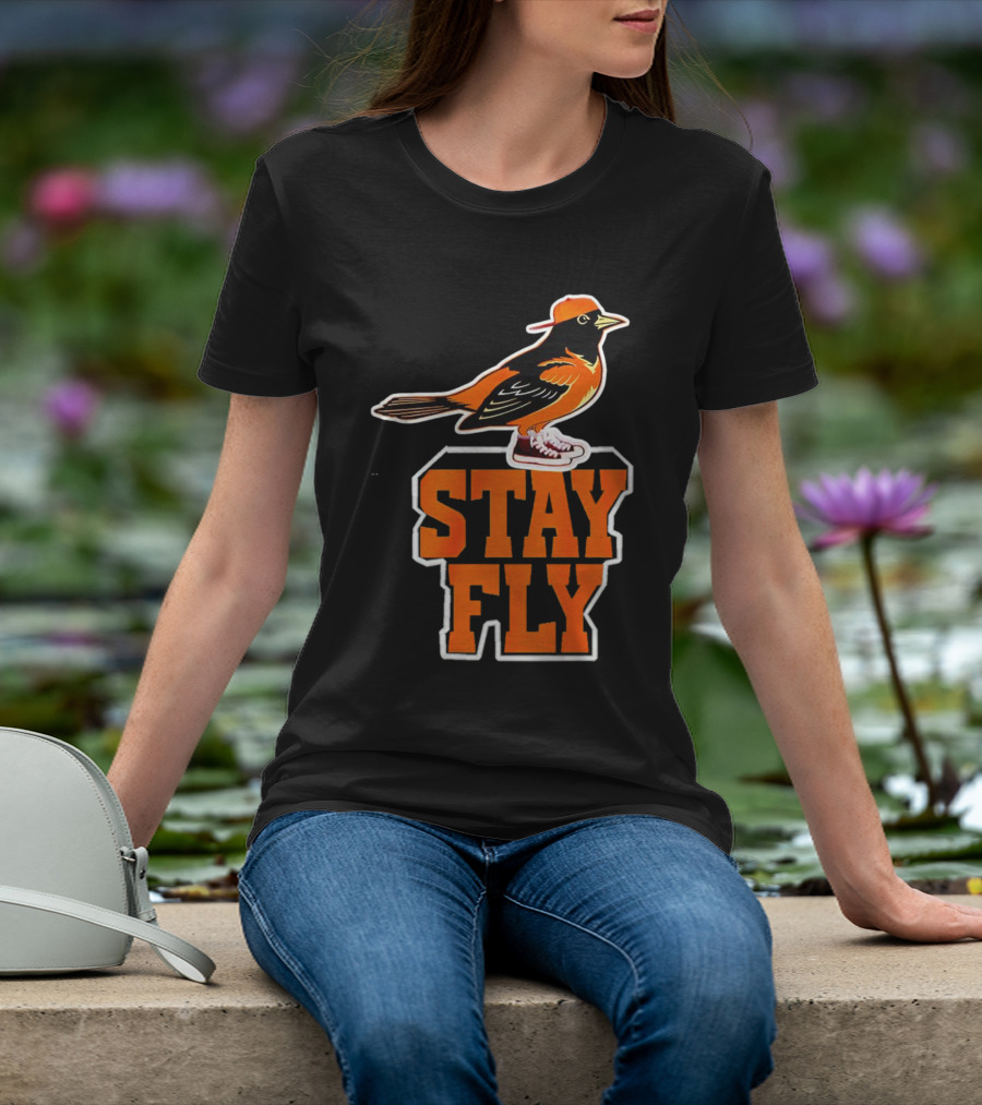 Baltimore Orioles Stay Fly Bird With Sneakers And Cap T-Shirt