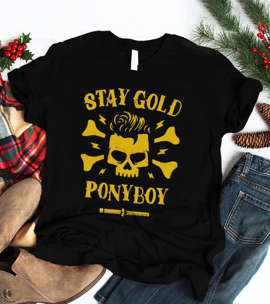 Stay Gold Ponyboy Skull With Comb And Bones T-Shirt