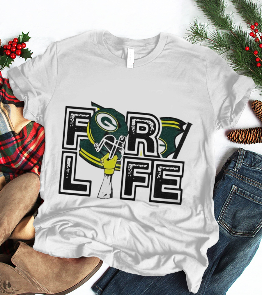 Green Bay Packers Helmet And Fist For Life T-Shirt