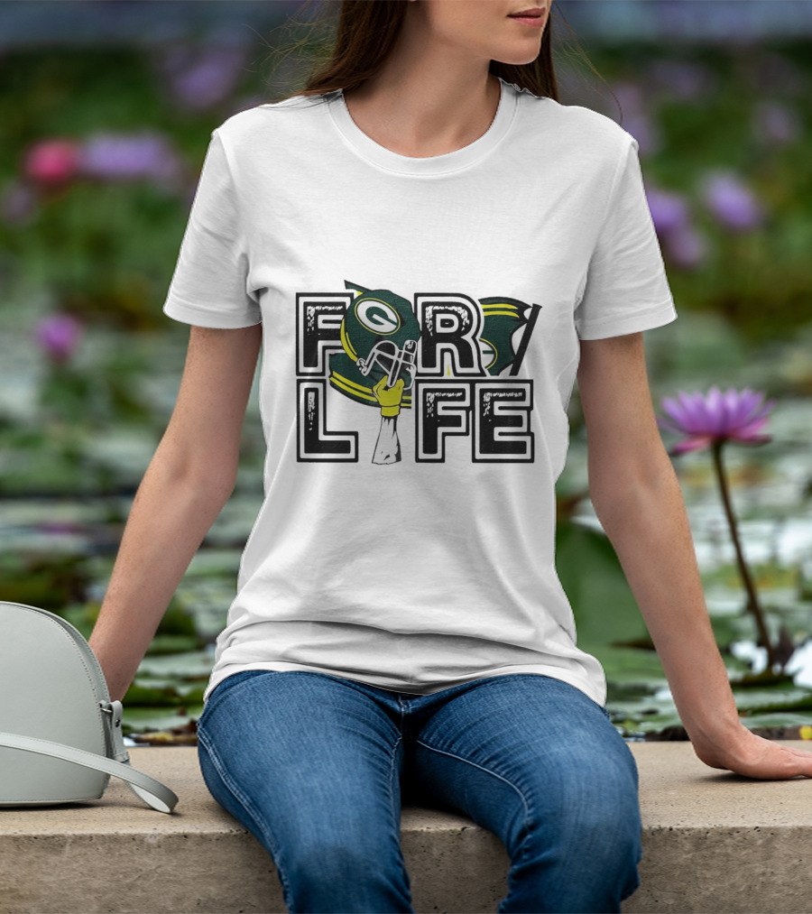 Green Bay Packers Helmet And Fist For Life T-Shirt