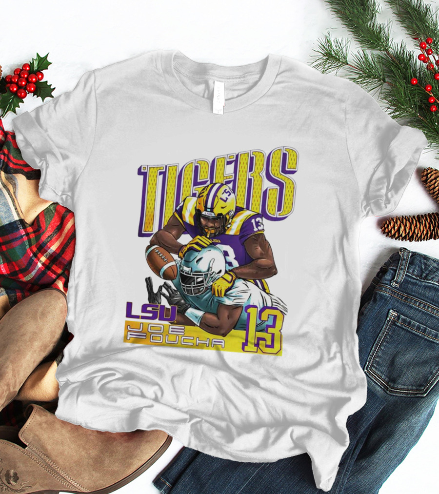 LSU Tigers Joe Foucha 13 Football Tackle T-Shirt