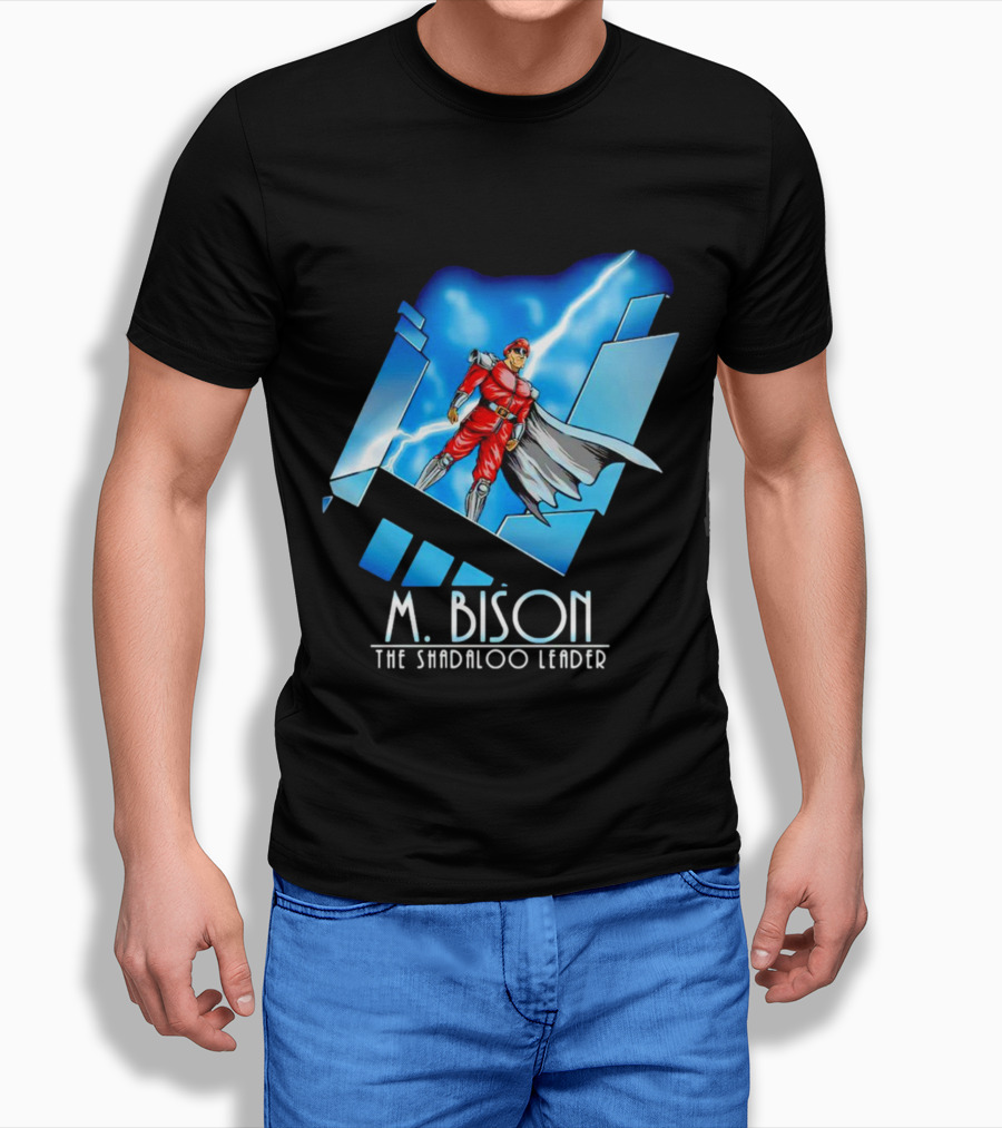 M. Bison The Shadaloo Leader Character with Lightning and Cityscape T-Shirt