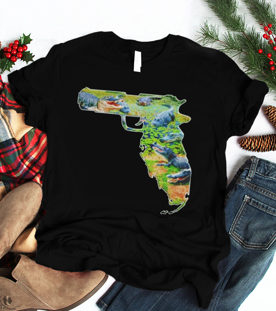 Florida Alligator Shape Gun T-Shirt