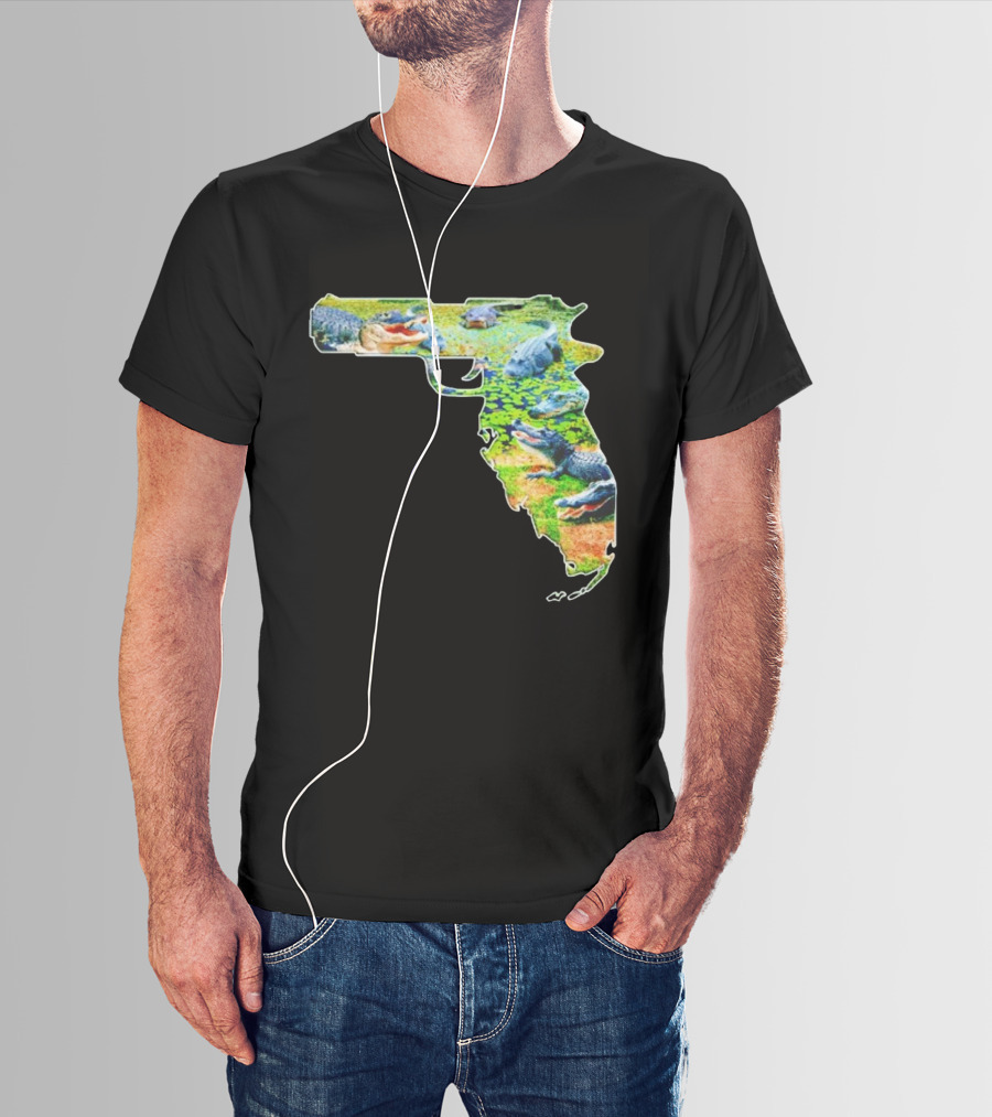 Florida Alligator Shape Gun T-Shirt