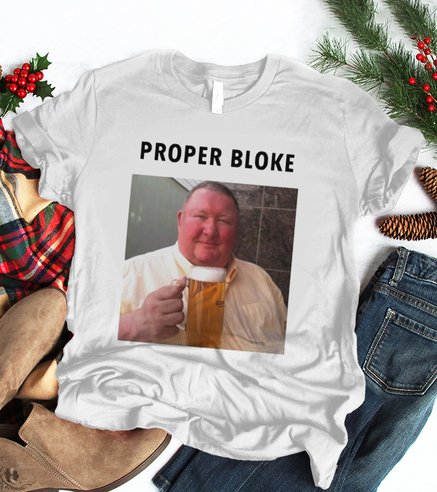 Proper Bloke Holding Beer With Contented Expression T-Shirt