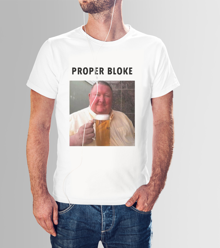 Proper Bloke Holding Beer With Contented Expression T-Shirt