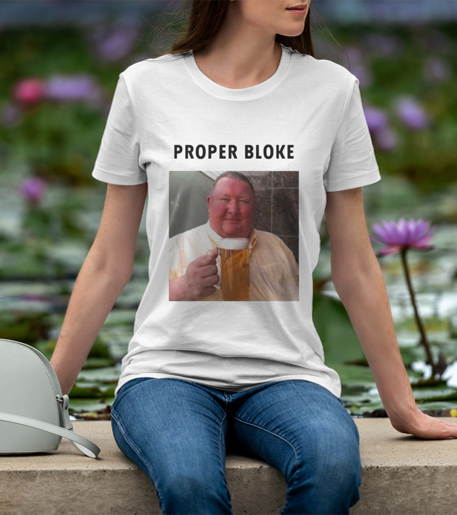 Proper Bloke Holding Beer With Contented Expression T-Shirt