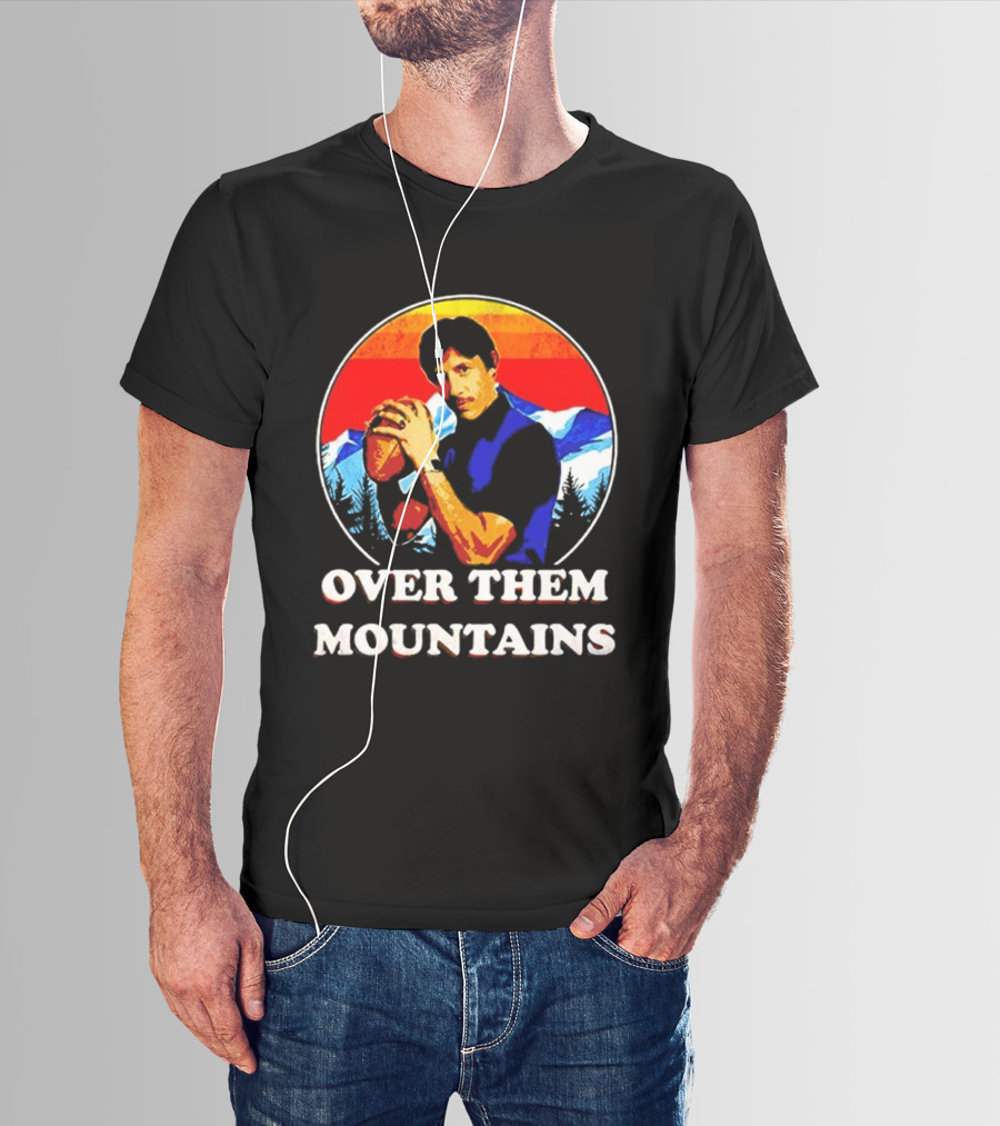 Uncle Rico Over Them Mountains Vintage Retro Football Scene T-Shirt