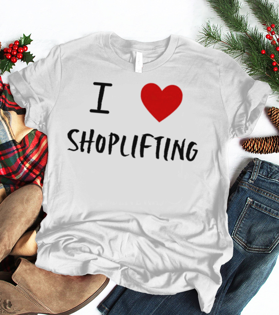 I Love Shoplifting Heart T-Shirt
