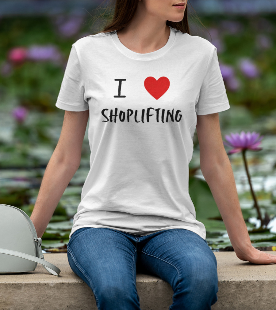 I Love Shoplifting Heart T-Shirt