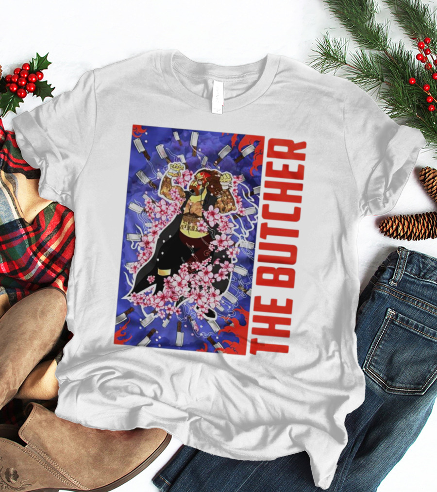 THE BUTCHER Cherry Blossom Blades Power Stance T-Shirt