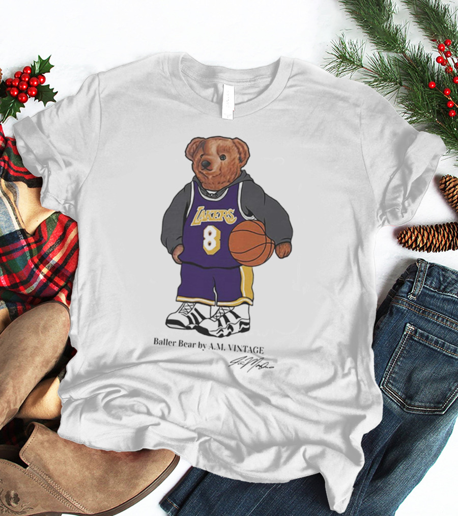 Lakers Baller Bear Kobe Bryant Champion Number 8 T-Shirt