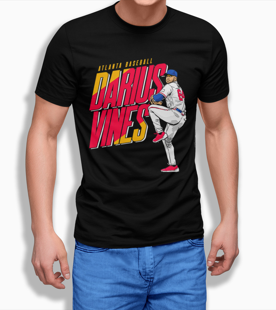 Atlanta Baseball Darius Vines 64 Pitching Action T-Shirt