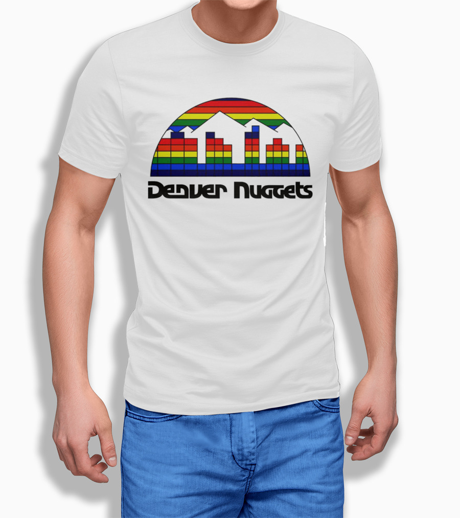 Denver Nuggets Skyline Rainbow Vintage Retro Classic T-Shirt