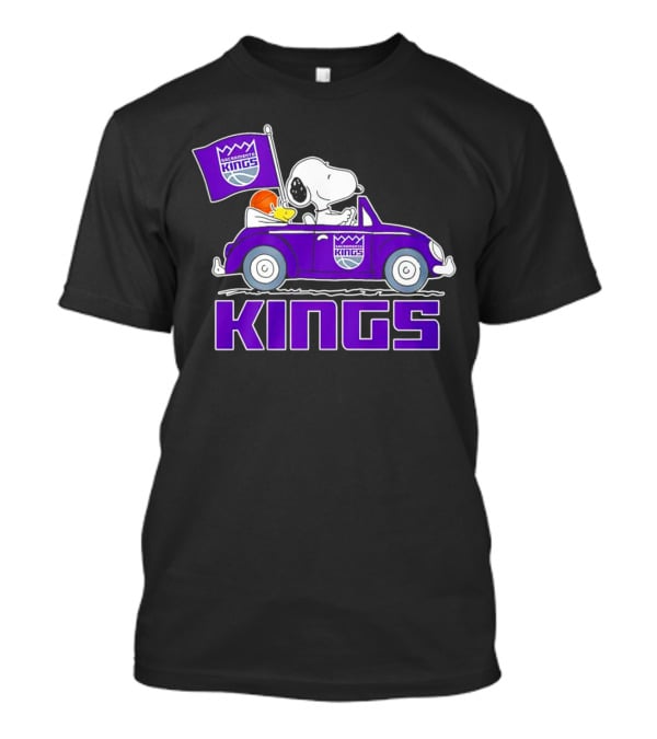 Sacramento Kings Snoopy Dog Driving Car With Flag And Basketball T-Shirt