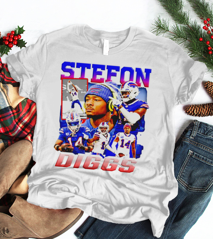 Stefon Diggs Buffalo Bills Football NFL Player Collage In Action T-Shirt