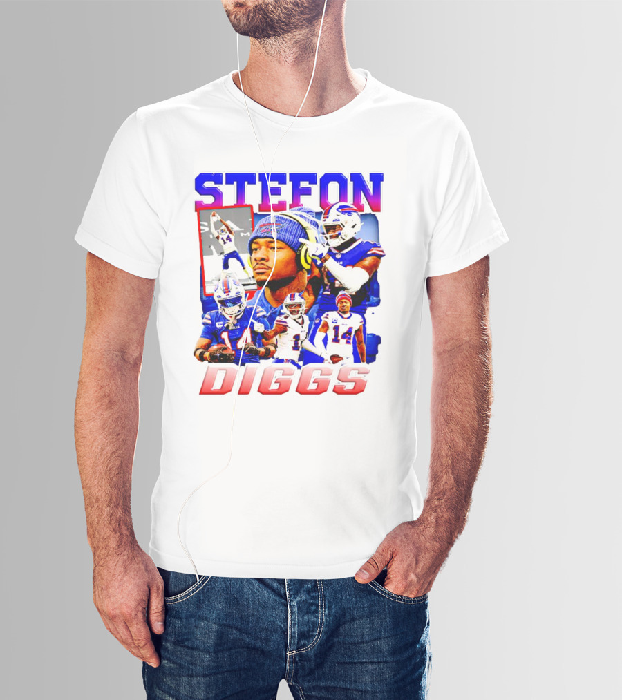 Stefon Diggs Buffalo Bills Football NFL Player Collage In Action T-Shirt