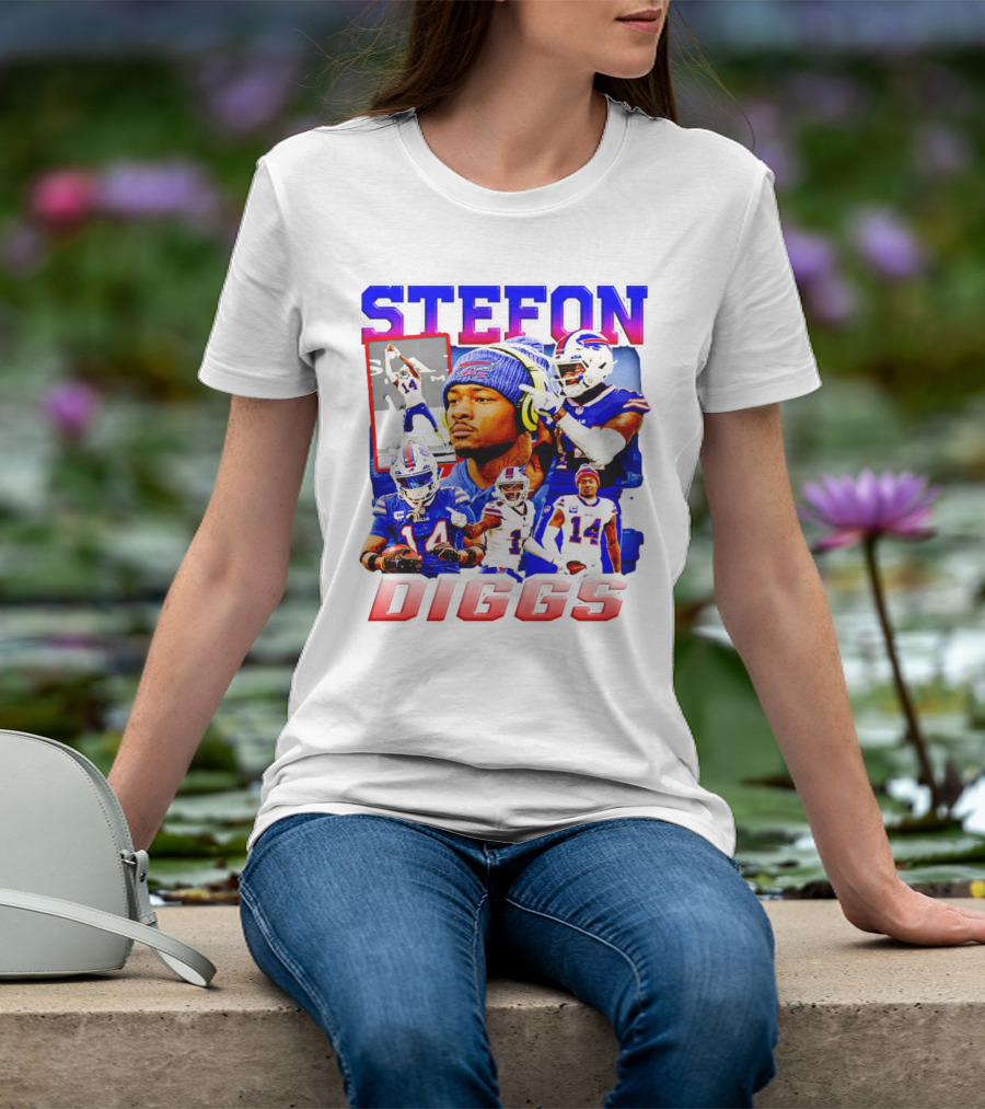 Stefon Diggs Buffalo Bills Football NFL Player Collage In Action T-Shirt