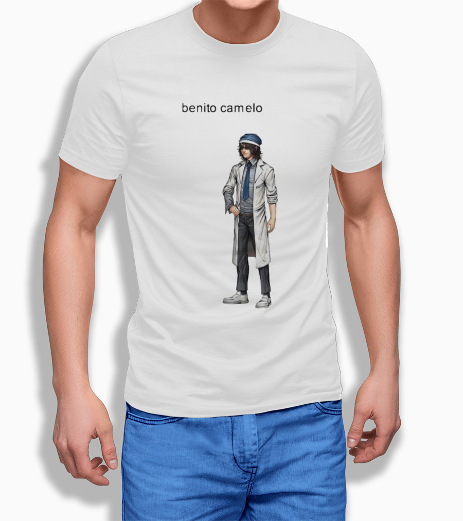 Benito Camelo Cartoon Character with Blue Cap and Lab Coat T-Shirt