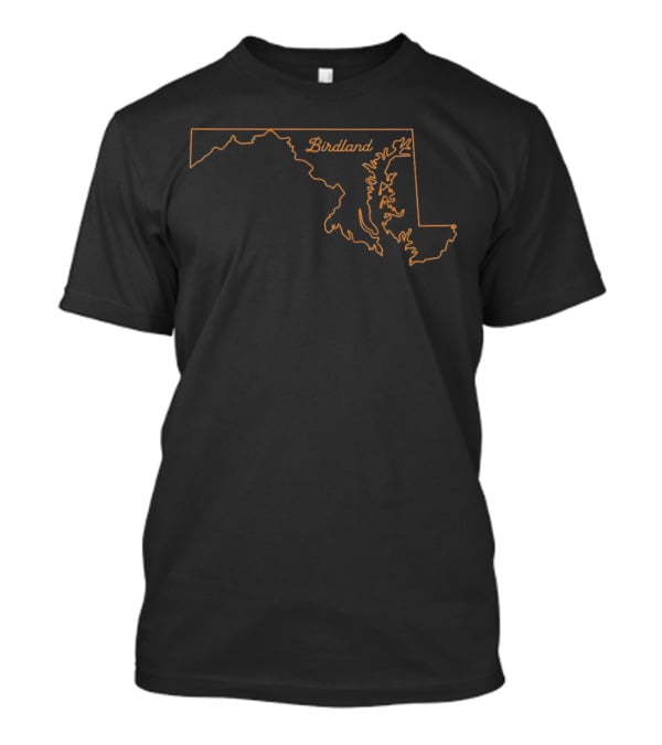 Maryland Birdland Baltimore Orioles Baseball Map Outline T-Shirt