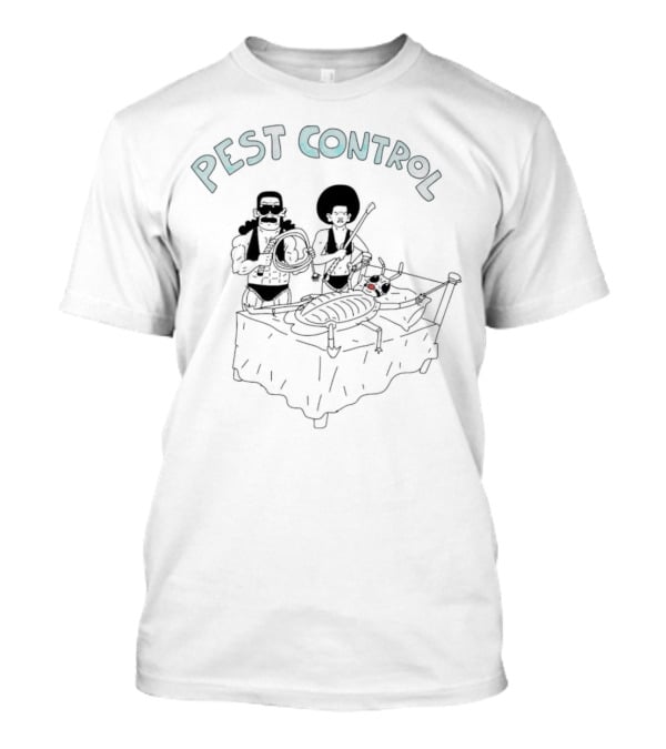 Pest Control Cartoon Insect Gangsters Magnifying Glass Table Scene T-Shirt