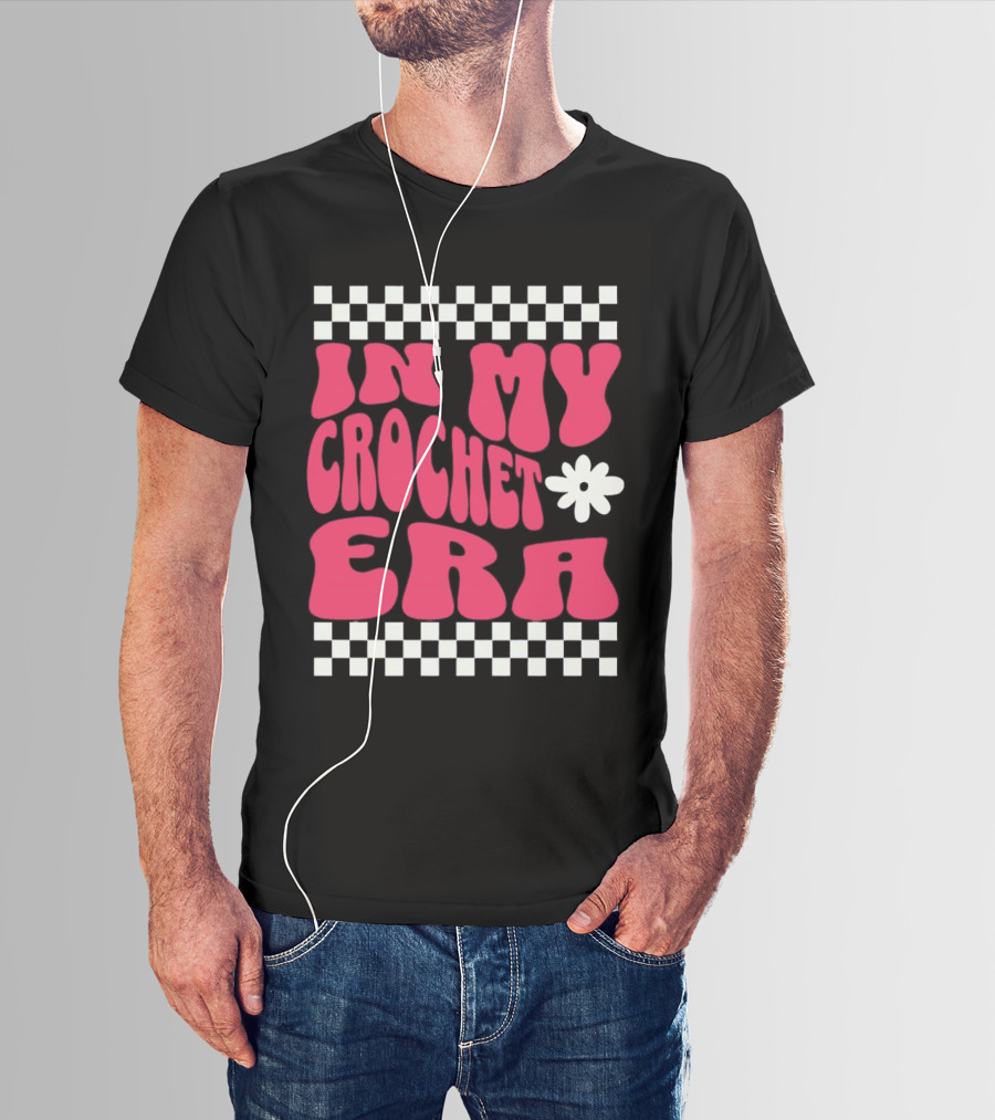 In My Crochet Era Checkerboard Flower Power T-Shirt