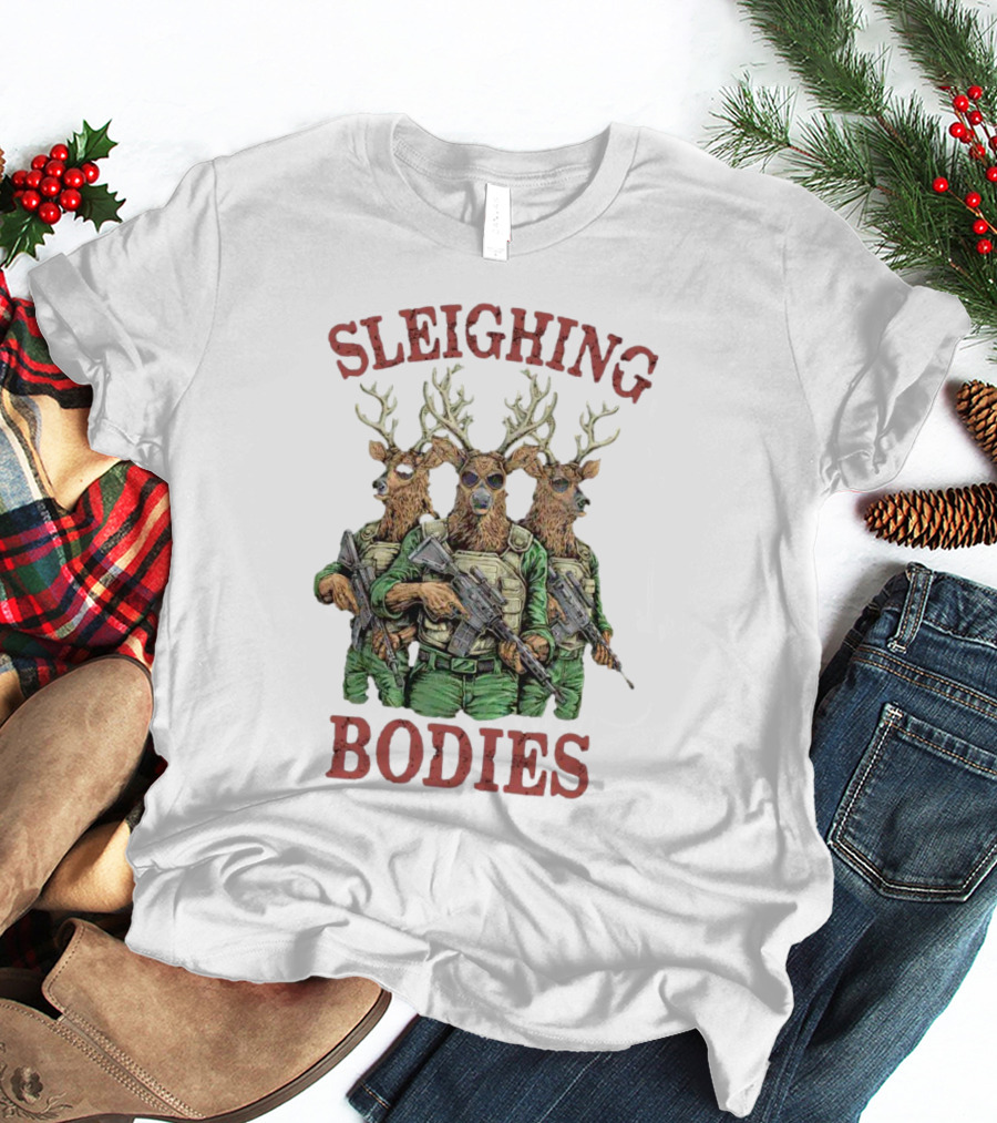 Sleighing Bodies Reindeer Soldiers T-Shirt