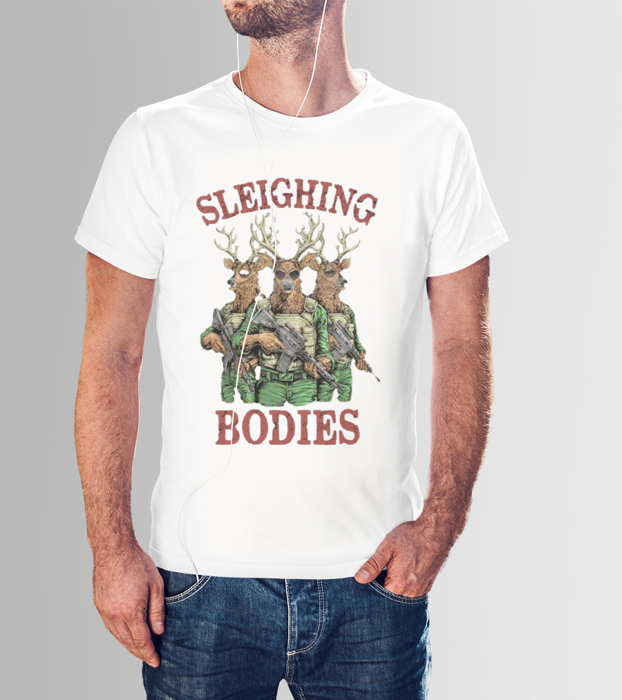Sleighing Bodies Reindeer Soldiers T-Shirt