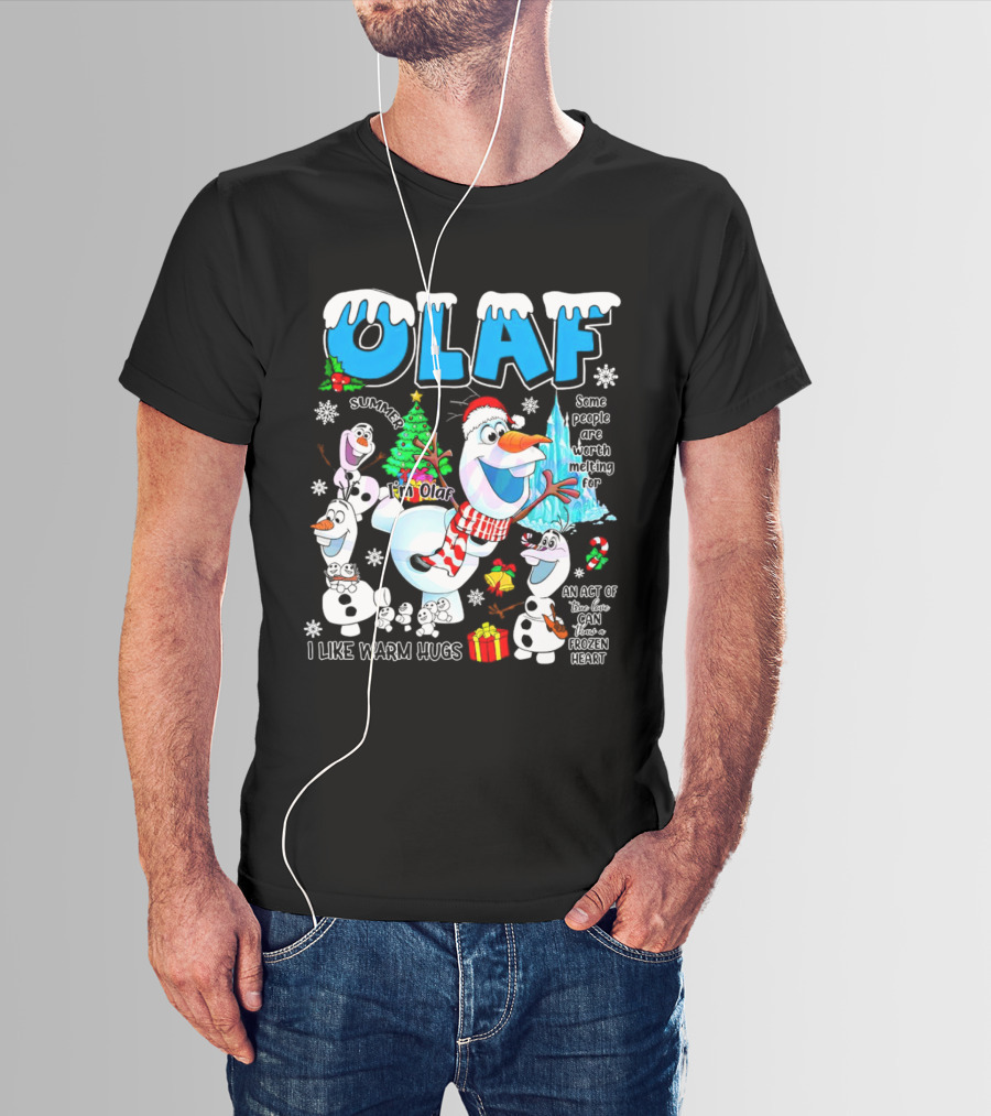 OLAF Summer I'm Olaf I Like Warm Hugs Christmas Santa Hat Some People Are Worth Melting For T-Shirt