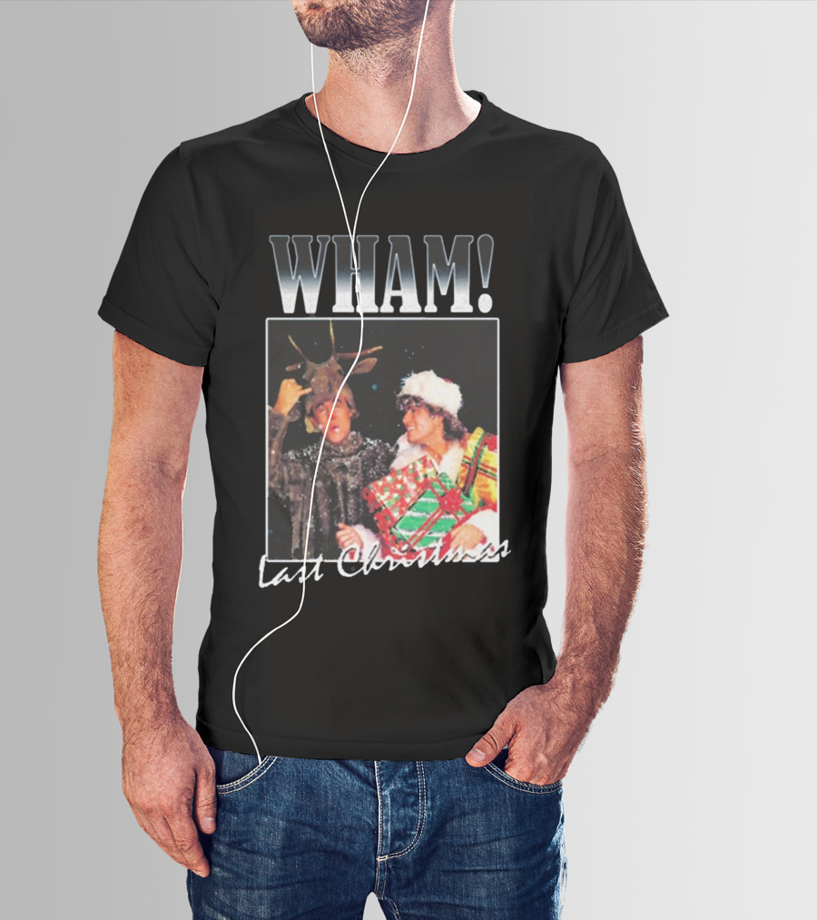 WHAM Last Christmas Reindeer And Santa Costume Scene T-Shirt