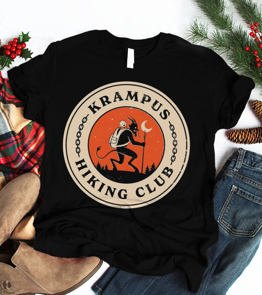 Krampus Hiking Club Moonlit Forest Adventure T-Shirt