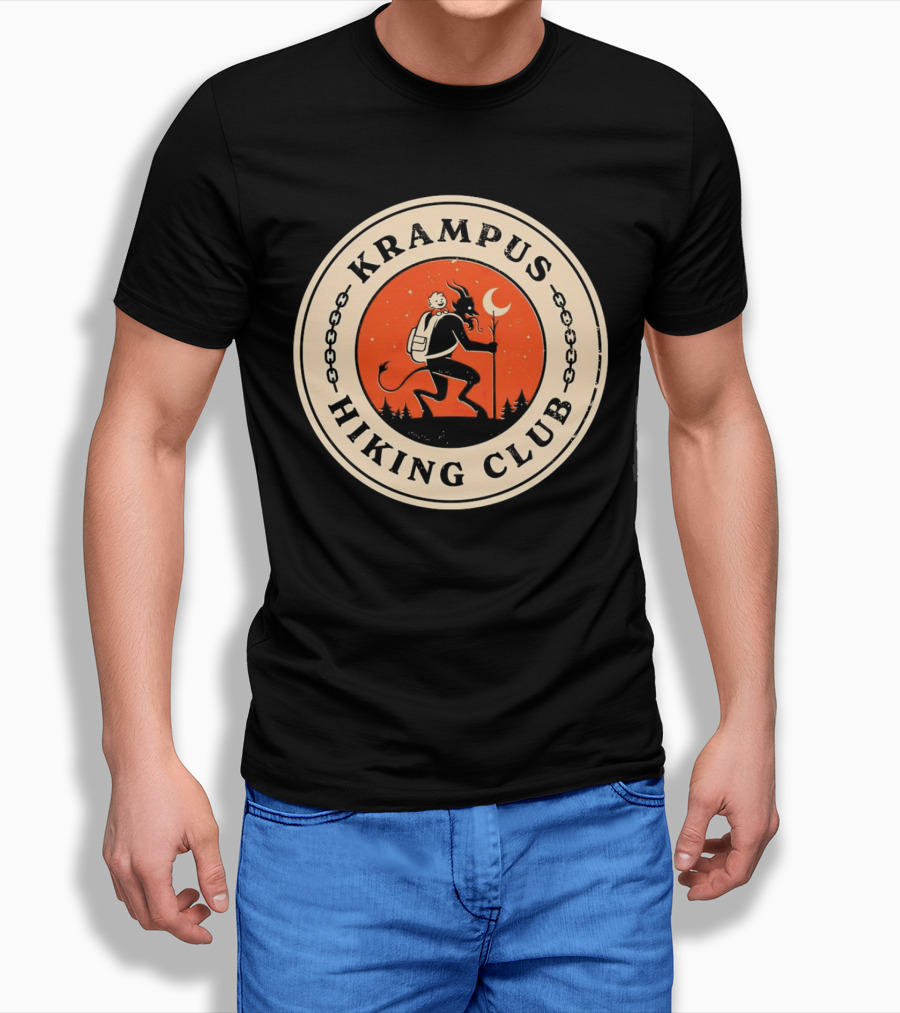Krampus Hiking Club Moonlit Forest Adventure T-Shirt
