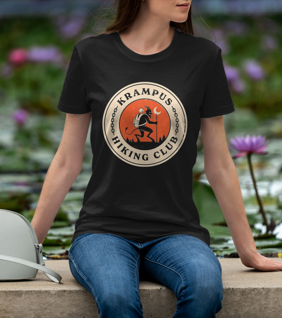 Krampus Hiking Club Moonlit Forest Adventure T-Shirt