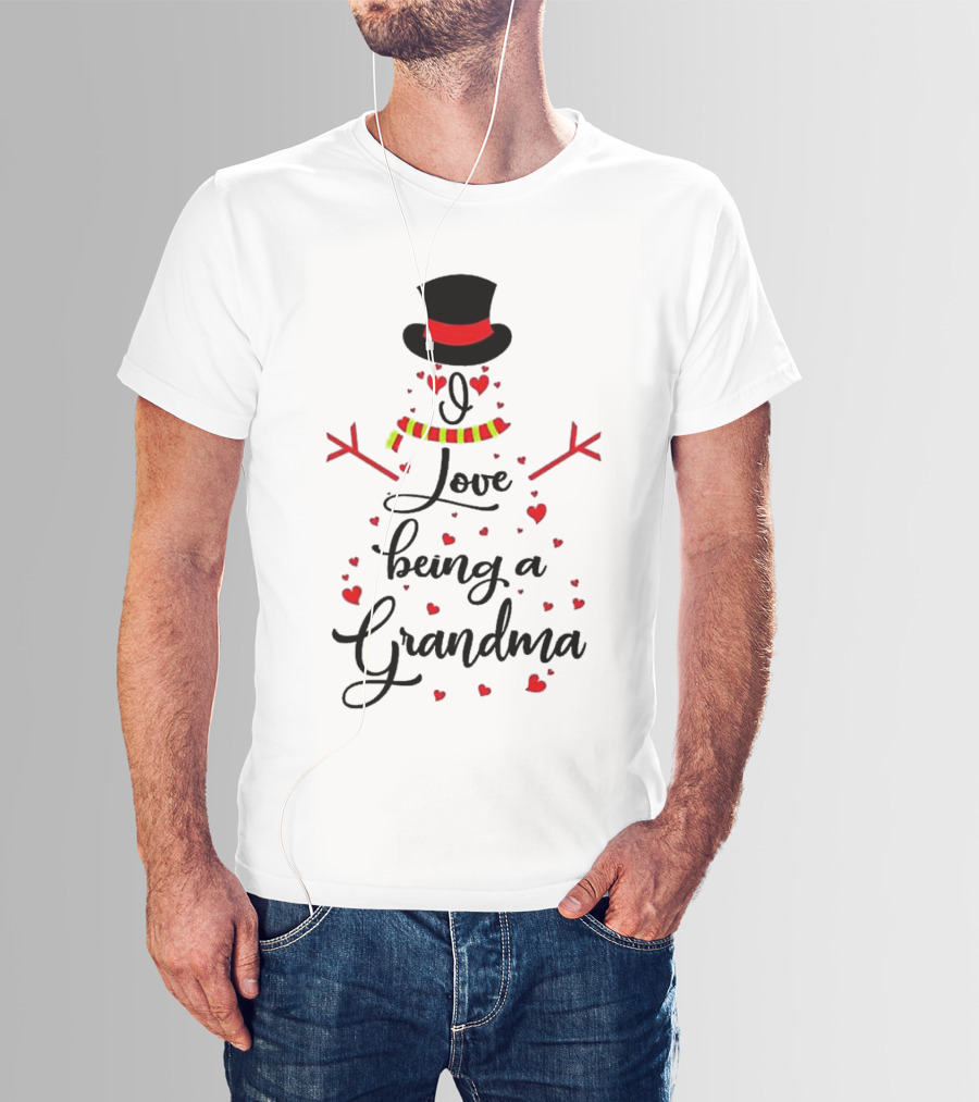 I Love Being A Grandma Snowman Hearts T-Shirt