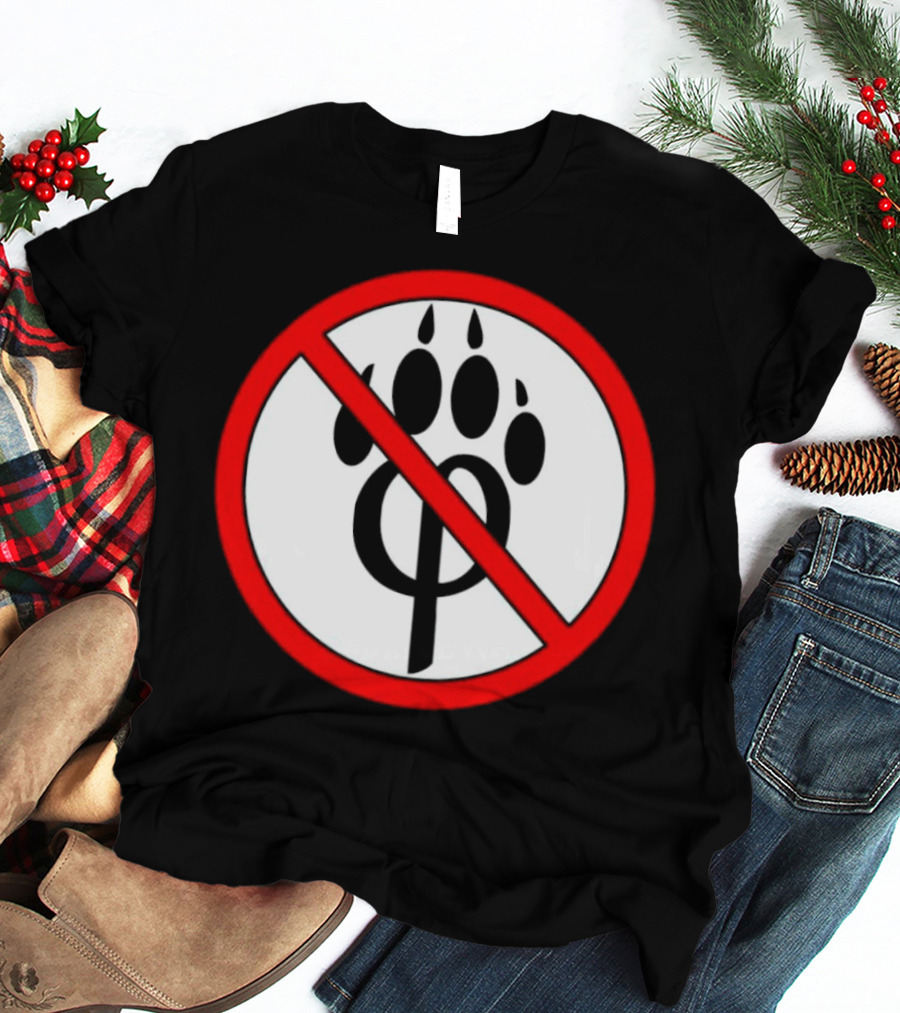 Anti Furry Paw Symbol With Red Prohibition Circle T-Shirt