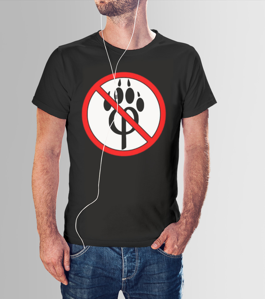 Anti Furry Paw Symbol With Red Prohibition Circle T-Shirt